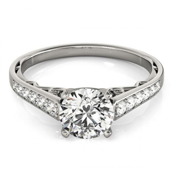 Natural 0.85 ctw Diamond Solitaire Ring 14k White Gold