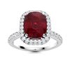 Image 1 : Natural 3.35 CTW Ruby & Diamond Engagement Ring 18K White Gold