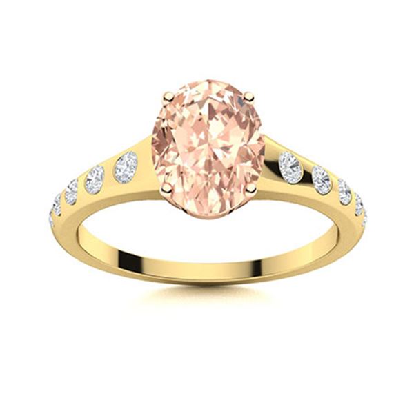 Natural 2.28 CTW Morganite & Diamond Engagement Ring 14K Yellow Gold