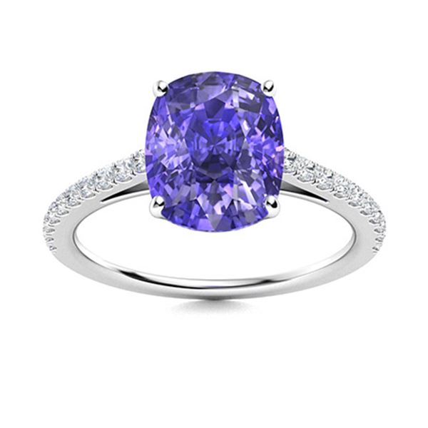 Natural 2.89 CTW Tanzanite & Diamond Engagement Ring 18K White Gold