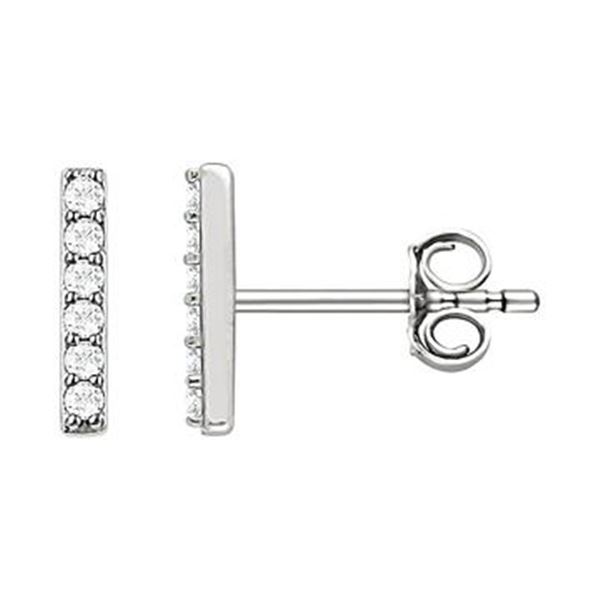 Natural 0.14 CTW Diamond Bar Earrings 14KT White Gold