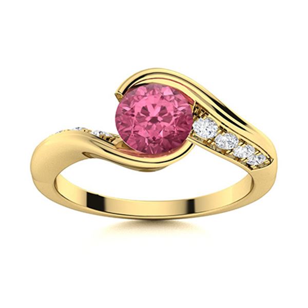 Natural 1.81 CTW Pink Sapphire & Diamond Engagement Ring 14K Yellow Gold