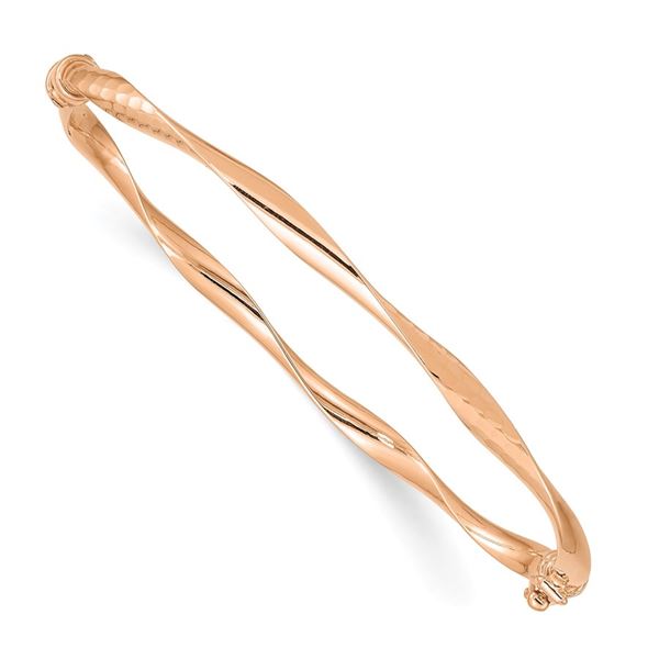 14K Rose Gold 3 mm Hinged Twist Bracelet