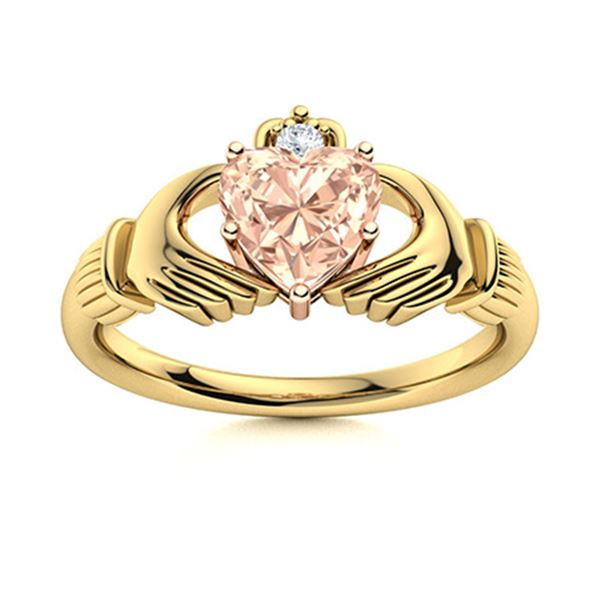 Natural 0.74 CTW Morganite & Diamond Engagement Ring 14K Yellow Gold