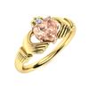 Image 2 : Natural 0.74 CTW Morganite & Diamond Engagement Ring 14K Yellow Gold
