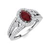 Image 2 : Natural 1.0 CTW Ruby & Diamond Engagement Ring 18K White Gold