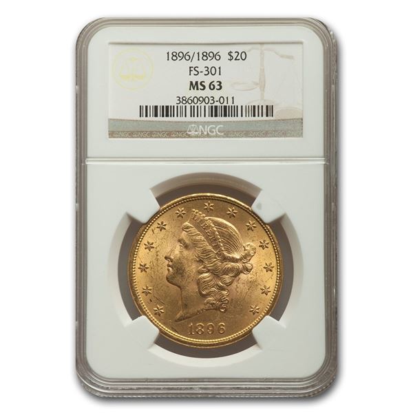 1896/1896 $20 Liberty Gold Double Eagle MS-63 NGC (FS-301)