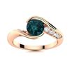 Image 1 : Natural 1.02 CTW Blue & White Diamond Engagement Ring 18K Rose Gold