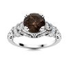 Image 1 : Natural 1.06 CTW Smoky Quartz & Diamond Engagement Ring 18K White Gold