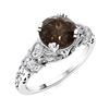 Image 2 : Natural 1.06 CTW Smoky Quartz & Diamond Engagement Ring 18K White Gold