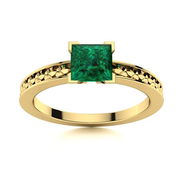 Natural 0.61 CTW Emerald Solitaire Ring 14K Yellow Gold