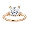 Image 1 : Natural 1.12 CTW Princess cut Rope Design Diamond Engagement Set 18KT Rose Gold
