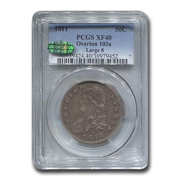 1811 Capped Bust Half Dollar XF-40 PCGS CAC (O-103a Large 8)