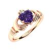 Image 2 : Natural 0.45 CTW Amethyst & Diamond Engagement Ring 18K Rose Gold
