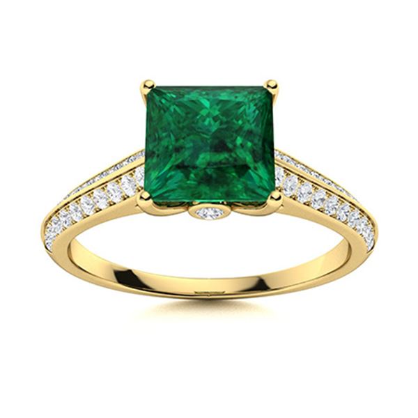 Natural 1.27 CTW Emerald & Diamond Engagement Ring 18K Yellow Gold