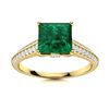Image 1 : Natural 1.27 CTW Emerald & Diamond Engagement Ring 18K Yellow Gold