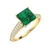 Image 2 : Natural 1.27 CTW Emerald & Diamond Engagement Ring 18K Yellow Gold