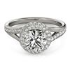 Image 1 : Natural 1.6 ctw Diamond Solitaire Halo Ring 14k White Gold