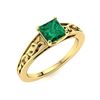Image 2 : Natural 0.99 CTW Emerald Solitaire Ring 14K Yellow Gold