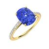 Image 2 : Natural 2.76 CTW Ceylon Sapphire & Diamond Engagement Ring 18K Yellow Gold