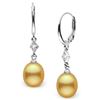 Image 1 : Drop-Shape Golden South Sea Pearl and Diamond Aerie Collection Dangle Earrings