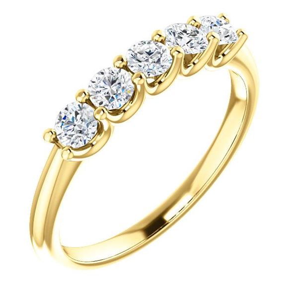 Natural 0.52 CTW Round Cut 5-Stone Diamond Wedding Anniversary Ring 18KT Yellow Gold