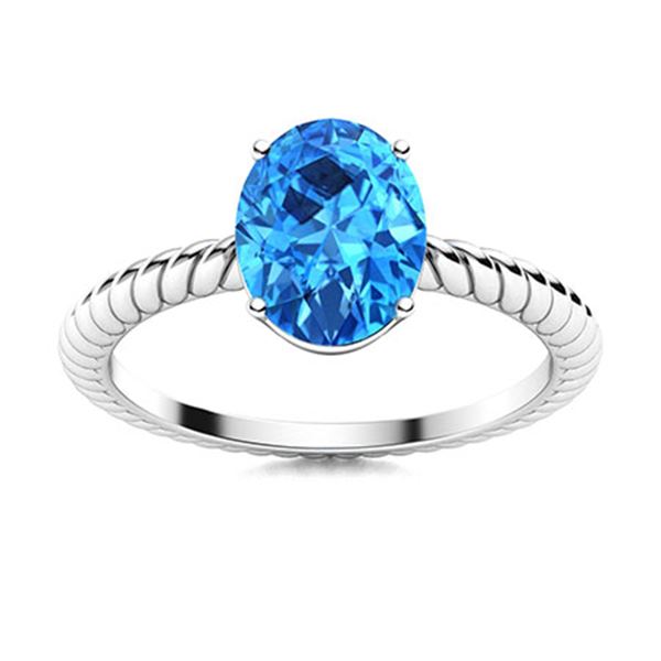 Natural 4.03 CTW Topaz Solitaire Ring 14K White Gold
