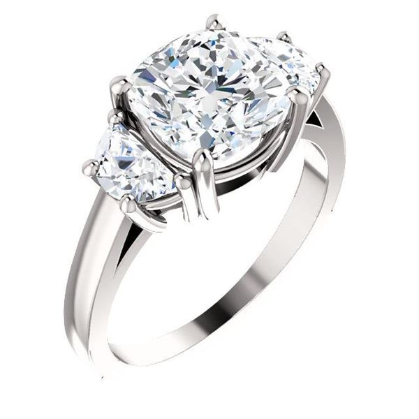 Natural 3.92 CTW Cushion Cut Diamond 3-Stone Engagement Ring 18KT White Gold
