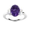 Image 1 : Natural 1.61 CTW Amethyst & Diamond Engagement Ring 14K White Gold