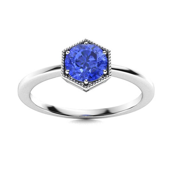 Natural 0.76 CTW Ceylon Sapphire Solitaire Ring 14K White Gold