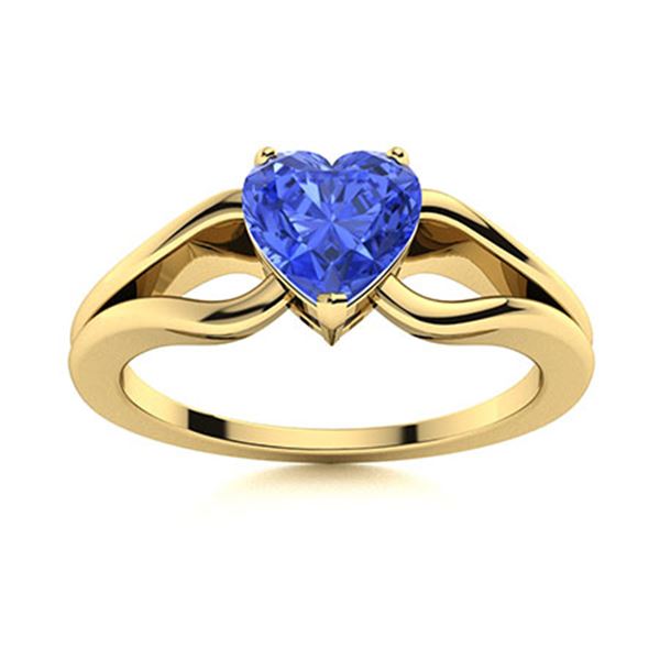 Natural 0.64 CTW Ceylon Sapphire Solitaire Ring 18K Yellow Gold