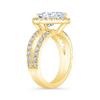 Image 3 : Natural 2.87 CTW Halo Pear Cut Tear Drop Split Shank Diamond Ring 14KT Yellow Gold