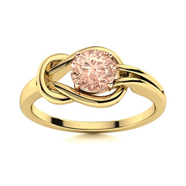 Natural 0.62 CTW Morganite Solitaire Ring 18K Yellow Gold