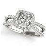 Image 1 : Natural 1.5 ctw Princess Diamond Halo Ring 14k White Gold