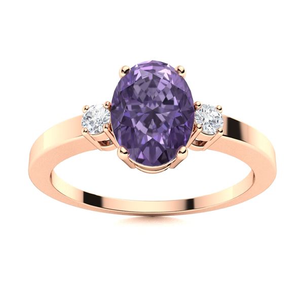 Natural 0.97 CTW Iolite & Diamond Engagement Ring 18K Rose Gold