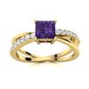 Image 1 : Natural 0.76 CTW Amethyst & Diamond Engagement Ring 14K Yellow Gold