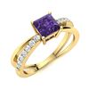 Image 2 : Natural 0.76 CTW Amethyst & Diamond Engagement Ring 14K Yellow Gold