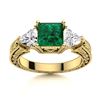 Image 1 : Natural 1.99 CTW Emerald & Diamond Engagement Ring 14K Yellow Gold