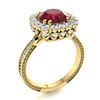 Image 2 : Natural 2.97 CTW Ruby & Diamond Engagement Ring 14K Yellow Gold