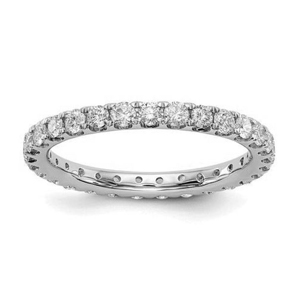Natural 1.27 CTW Round Brilliant Diamond Eternity Band Wedding Ring 18KT White Gold
