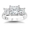 Image 1 : Natural 3.02 CTW Princess Cut 3-Stone Diamond Engagement Ring 14KT White Gold