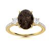 Image 1 : Natural 4.42 CTW Smoky Quartz & Diamond Engagement Ring 14K Yellow Gold