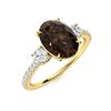 Image 2 : Natural 4.42 CTW Smoky Quartz & Diamond Engagement Ring 14K Yellow Gold