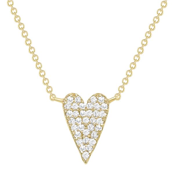Natural 0.32 CTW Long Heart Diamond Necklace 18KT Yellow Gold