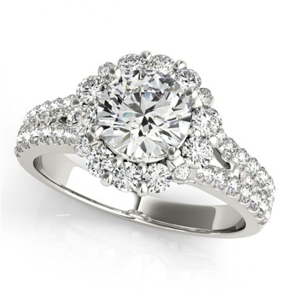 Natural 1.76 ctw Diamond Halo Ring 14k White Gold