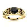 Image 1 : Natural 1.01 CTW Black Diamond Solitaire Ring 14K Yellow Gold