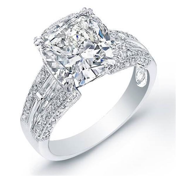 Natural 2.44 CTW Cushion Cut Diamond Engagement Ring 14KT White Gold