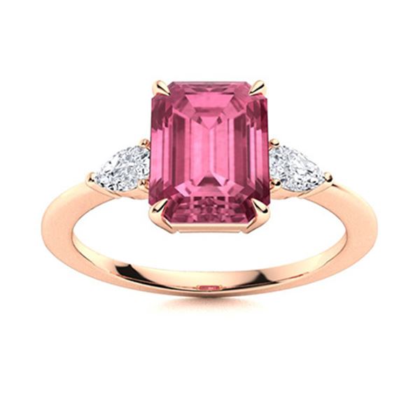 Natural 4.33 CTW Tourmaline & Diamond Engagement Ring 18K Rose Gold