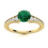 Image 1 : Natural 1.26 CTW Emerald & Diamond Engagement Ring 18K Yellow Gold