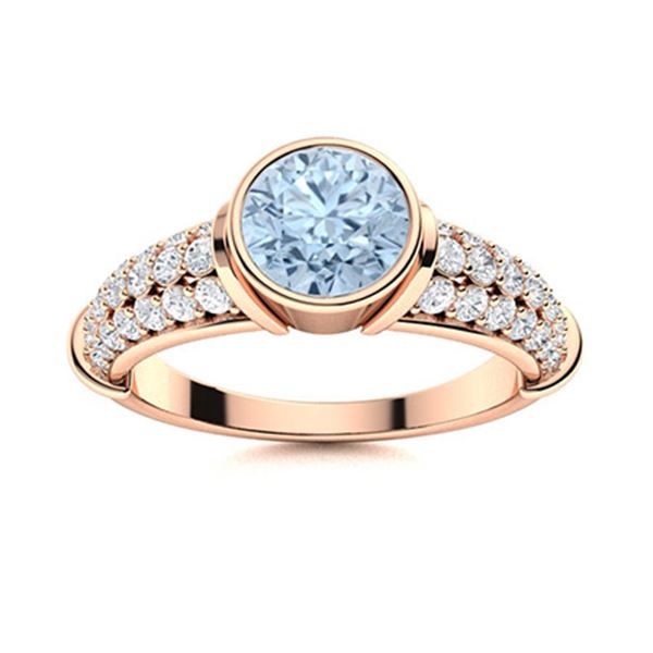 Natural 1.60 CTW Aquamarine & Diamond Engagement Ring 14K Rose Gold